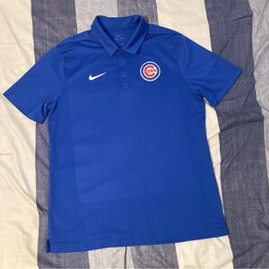 Nike Dri Fit Chicago Cubs Mens Polo Shirt Sz L Blue MLB
